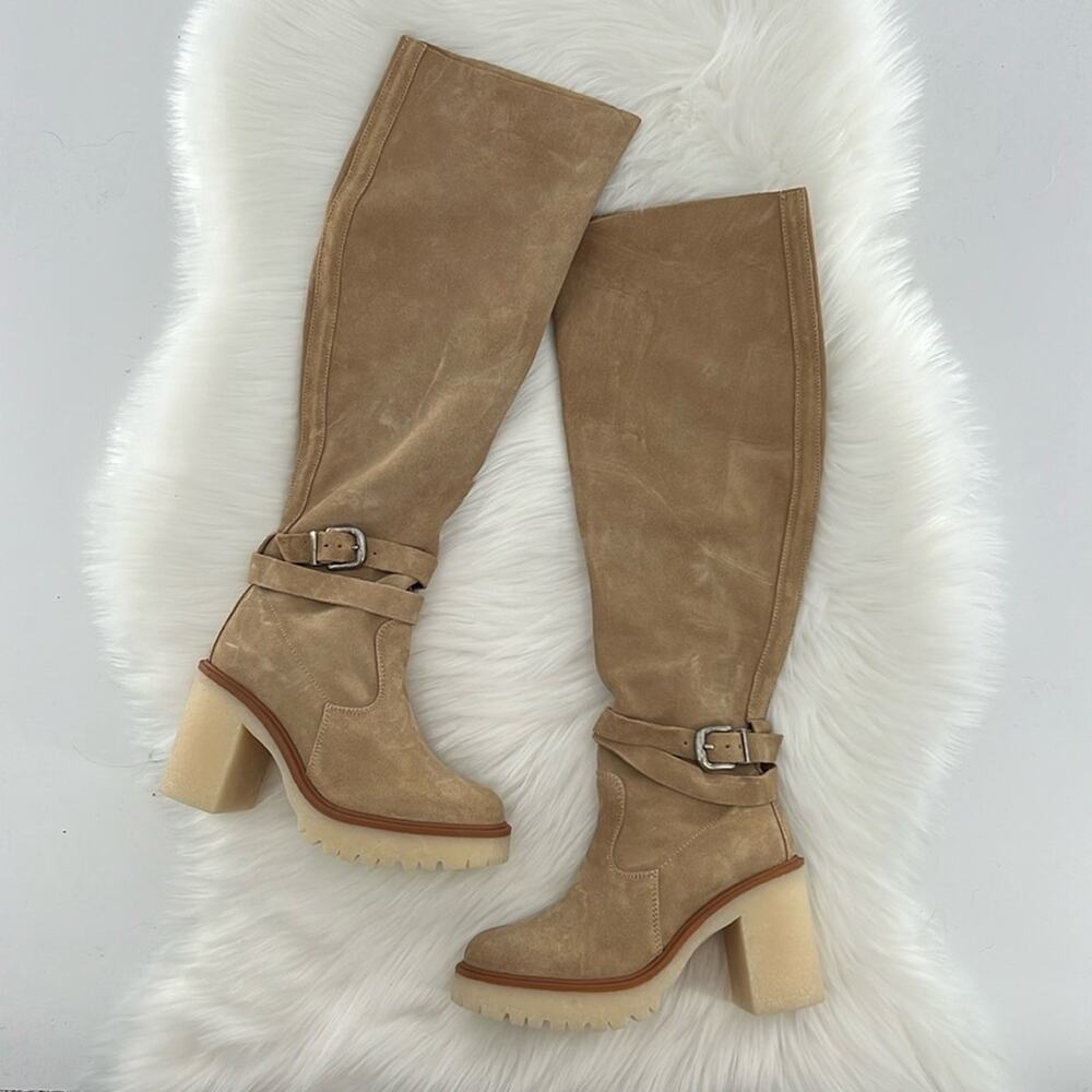 Free People Jasper Tall Platform Boot - Tan Suede - 36 New without box